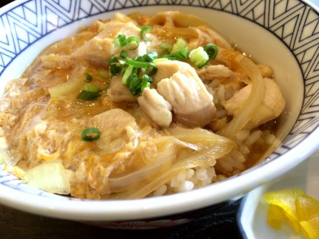 白い丼に盛られた親子丼